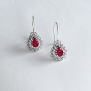 GÜMÜŞ TELKARİ KÖK YAKUT TAŞLI KIRMIZI DAMLA KÜPE