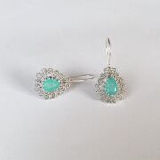 GÜMÜŞ TELKARİ TURKUAZ AKUAMARİN TAŞLI DAMLA KÜPE