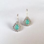 GÜMÜŞ TELKARİ TURKUAZ AKUAMARİN TAŞLI DAMLA KÜPE