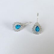 TELKARİ GÖK MAVİSİ ZİRKON TAŞLI DAMLA GÜMÜŞ KÜPE