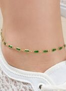 GÜMÜŞ ALTIN KAPLAMA YEŞİL ZİRKON TAŞLI HALHAL