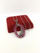 GÜMÜŞ MARKAZİT VE KÖK YAKUT TAŞLI KOLYE