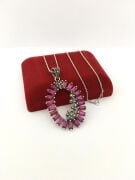 GÜMÜŞ MARKAZİT VE KÖK YAKUT TAŞLI KOLYE