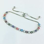 GÜMÜŞ NAZAR BONCUKLU VE ZİRKON TAŞLI BİLEKLİK