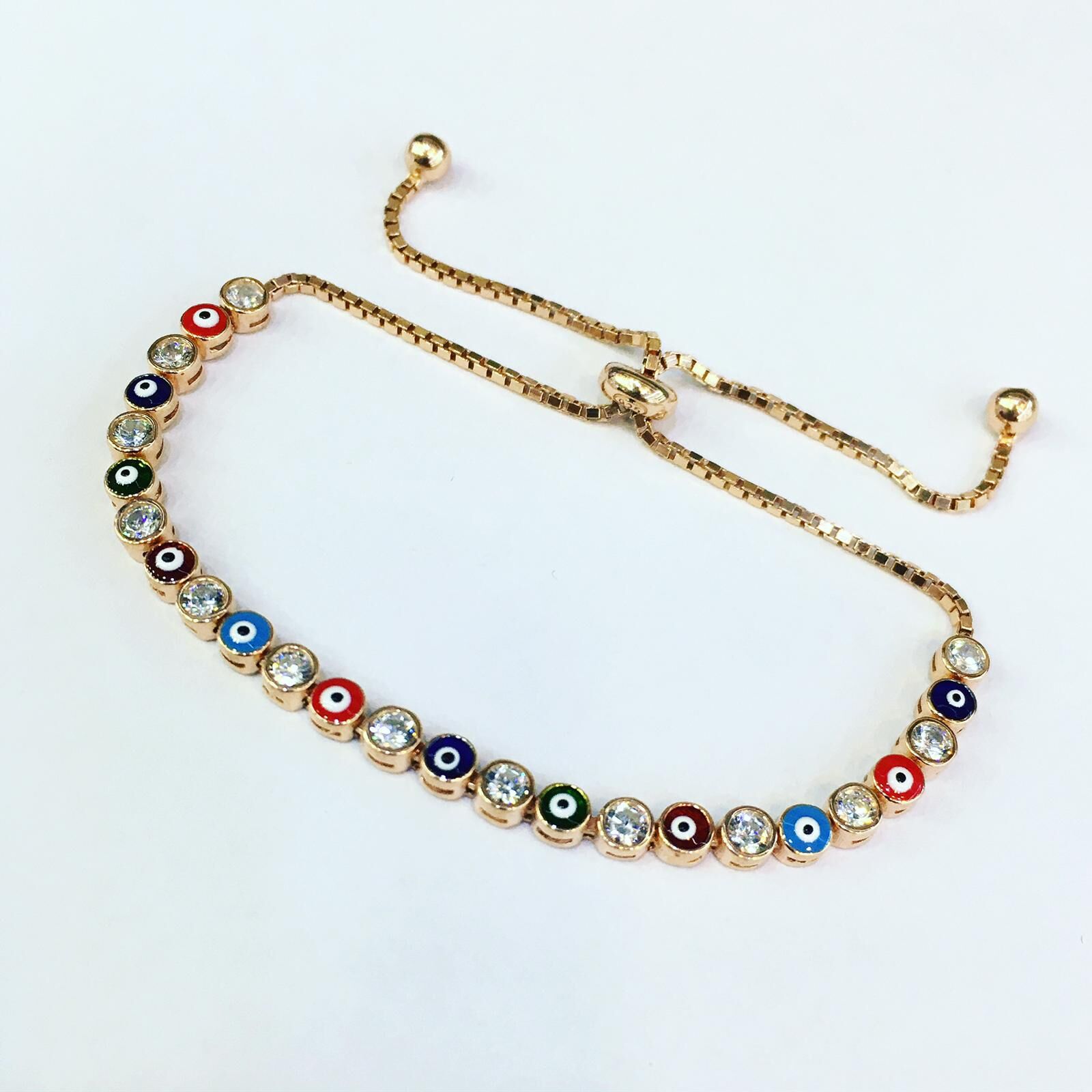 GÜMÜŞ ROSE NAZAR BONCUKLU VE ZİRKON TAŞLI BİLEKLİK