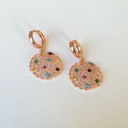 YAŞAM ÇİÇEĞİ RENKLİ ZİRKON TAŞLI GÜMÜŞ KÜPE