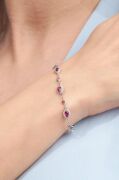 Gümüş Damla Pembe Zirkon Taşlı Su Yolu Bileklik
