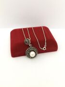 GÜMÜŞ MARKAZİT VE İNCİ TAŞLI KOLYE