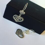 TELKARİ KALPLİ SALLANTILI GÜMÜŞ KÜPE