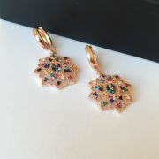 YAŞAM ÇİÇEĞİ RENKLİ ZİRKON TAŞLI ROSE GÜMÜŞ KÜPE