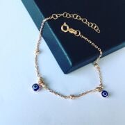 GÜMÜŞ ROSE MAVİ NAZAR BONCUKLU DORİKA BİLEKLİK