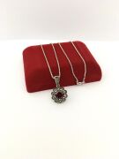 GÜMÜŞ MARKAZİT VE LAL(granet) TAŞLI KOLYE