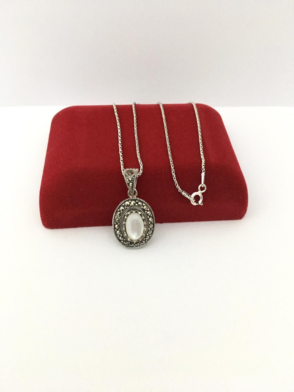 GÜMÜŞ MARKAZİT SEDEF TAŞLI SET