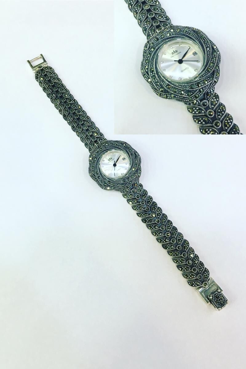 GÜMÜŞ MARKAZİT TAŞLI SAAT