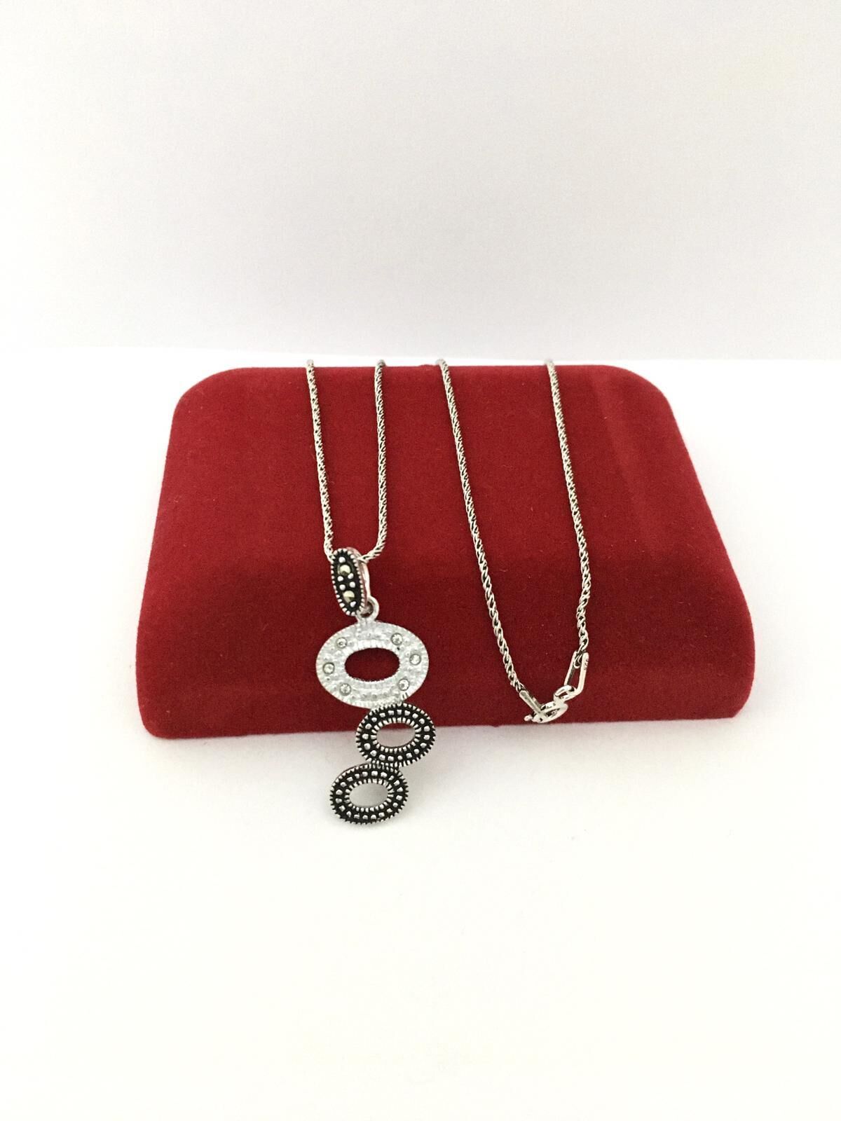 GÜMÜŞ MARKAZİT VE ZİRKON TAŞLI KOLYE