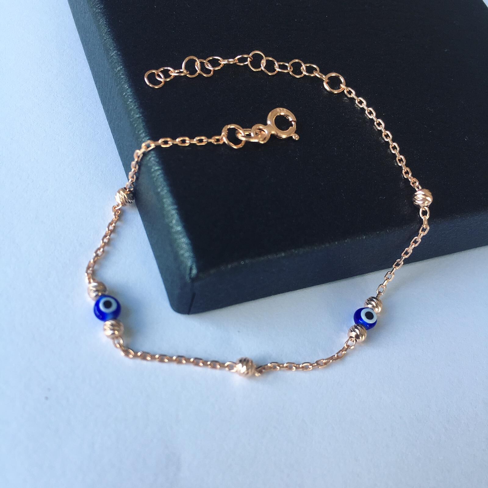 GÜMÜŞ ROSE NAZAR BONCUKLU DORİKA TOPLU BİLEKLİK