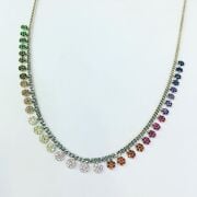 GÜMÜŞ YUVARLAK RENKLİ ZİRKON TAŞLI  KOLYE