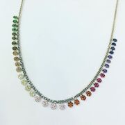 GÜMÜŞ YUVARLAK RENKLİ ZİRKON TAŞLI  KOLYE