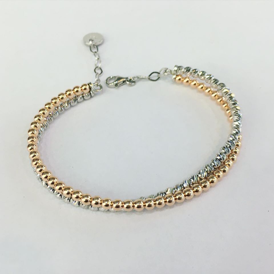 GÜMÜŞ ROSE İKİ SIRALI SARMAL DORİKA BİLEZİK