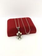 GÜMÜŞ MARKAZİT VE SEDEF TAŞLI KOLYE