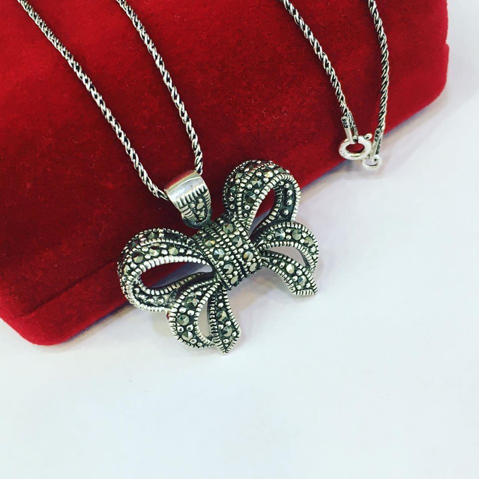 GÜMÜŞ MARKAZİT TAŞLI FİYONK KOLYE