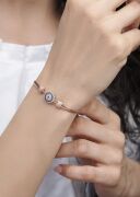 Gümüş Rose Nazar Boncuklu Turkuaz Taşlı İtalyan Yılan Zincir Bileklik