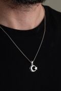 18 MM GÜMÜŞ AY YILDIZ BAYRAK ERKEK KOLYE