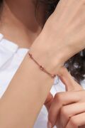 Gümüş Rose Renk Zultanit Taşlı Mekik Model Gurmet Zincirli Bileklik