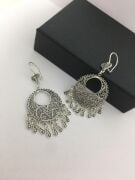 TELKARİ SAÇAKLI YUVARLAK GÜMÜŞ KÜPE