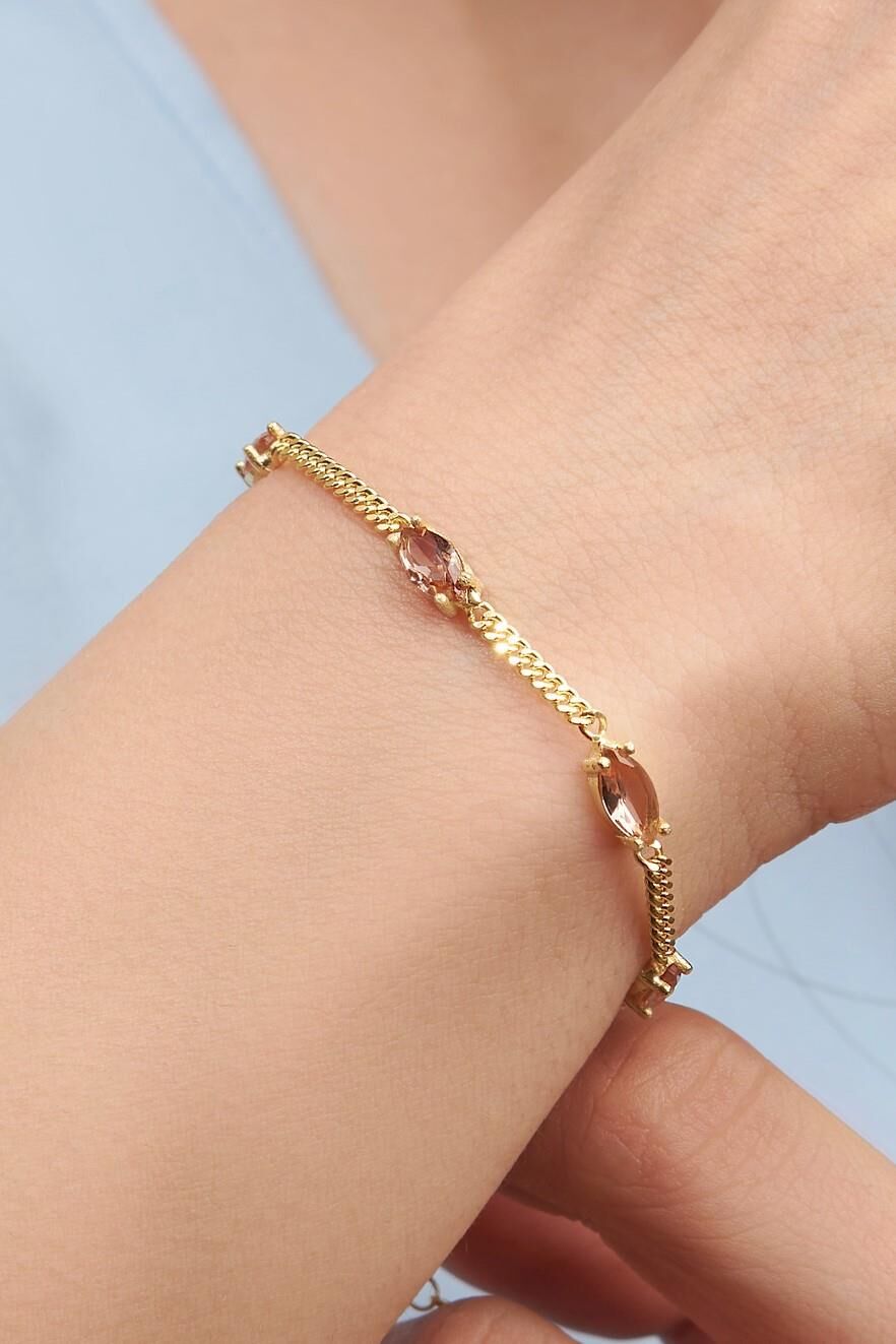 Gümüş Altın Kaplama Zultanit Taşlı Mekik Model Gurmet Zincirli Bileklik