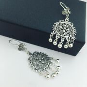 TELKARİ OKSİTLİ YUVARLAK SALLANTILI TOPLU GÜMÜŞ KÜPE