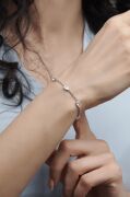 Gümüş Beyaz Zirkon Taşlı Damla Pırlanta Model Gurmet Zincirli Bileklik