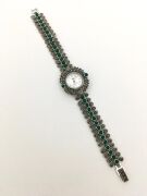 YEŞİL AKİK YEŞİM VE MARKAZİT TAŞLI GÜMÜŞ SAAT