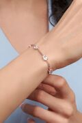 Gümüş Rose Oval Beyaz Zirkon Taşlı Gurmet Zincirli Bileklik