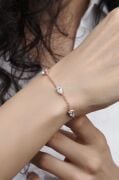 Gümüş Rose Kaplama Beyaz Zirkon Taşlı Damla Model Gurmet Zincirli Bileklik