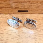 GÜMÜŞ OVAL KOL DÜĞMESİ