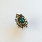 TELKARİ YEŞİL MEKİK KÖK ZÜMRÜT TAŞLI GÜMÜŞ YÜZÜK