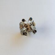 KELEBEK HERCAİ KÖK SAFİR TAŞLI TELKARİ GÜMÜŞ YÜZÜK