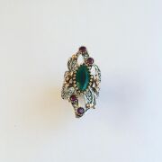 GÜMÜŞ YEŞİL KÖK ZÜMRÜT TAŞLI MEKİK YÜZÜK