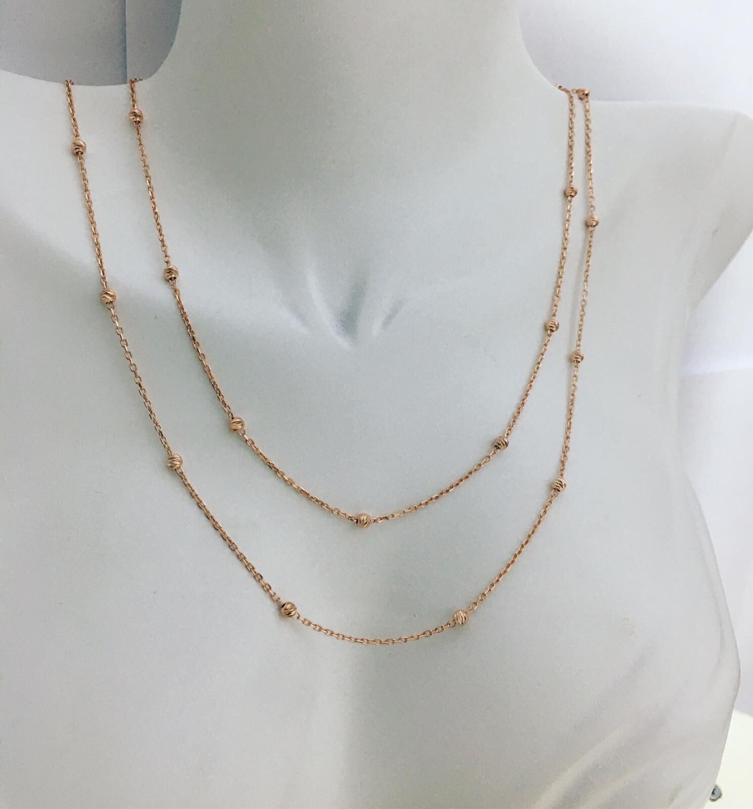 DORİKA İTALYAN MODEL TOPLU ROSE BRONZ ZİNCİR GÜMÜŞ KOLYE
