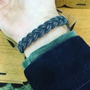 GÜMÜŞ KALIN HASIR ÖRGÜ KAZAZİYE ERKEK BİLEKLİK