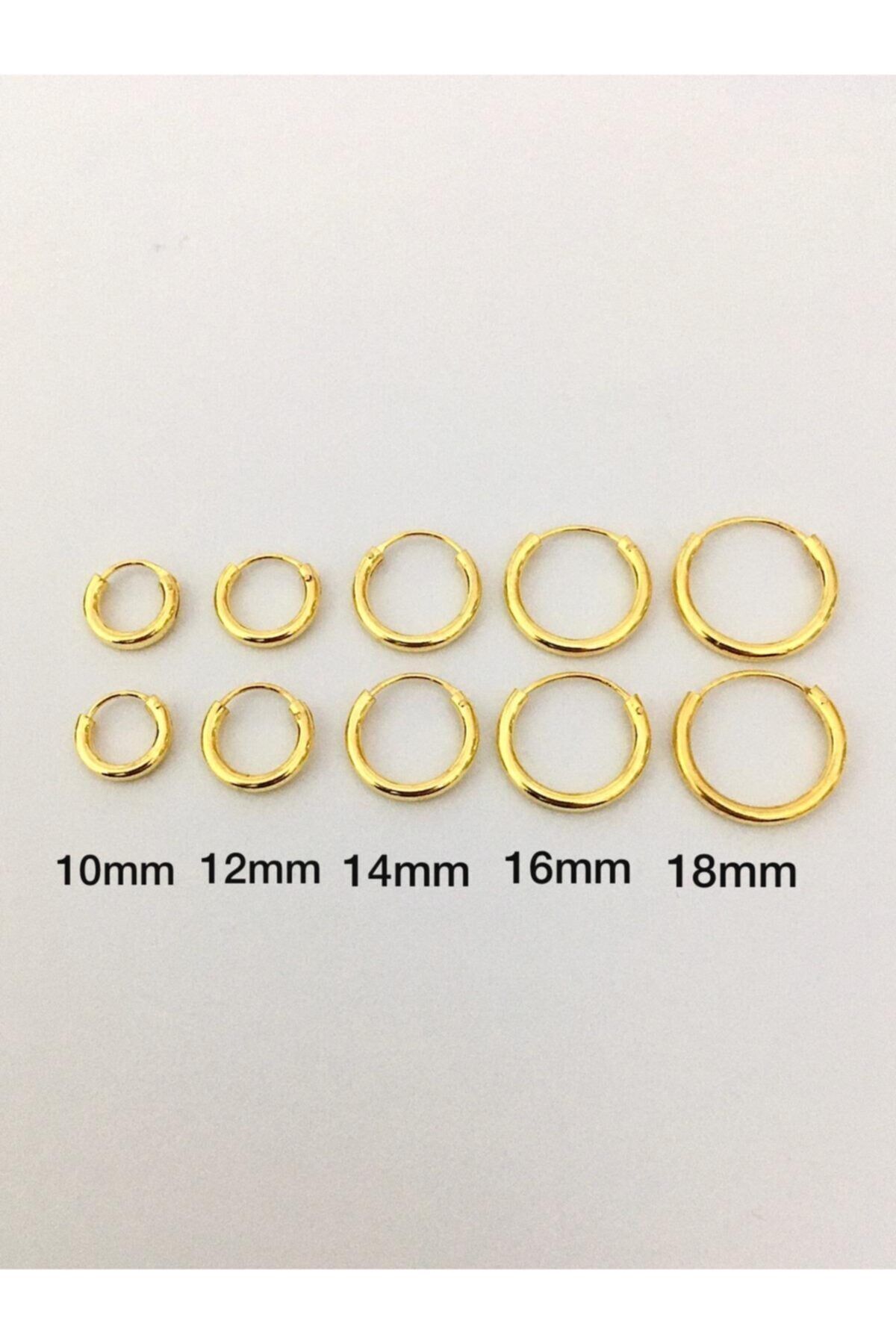 Gümüş Altın Kaplama Gold Renk Halka Küpe