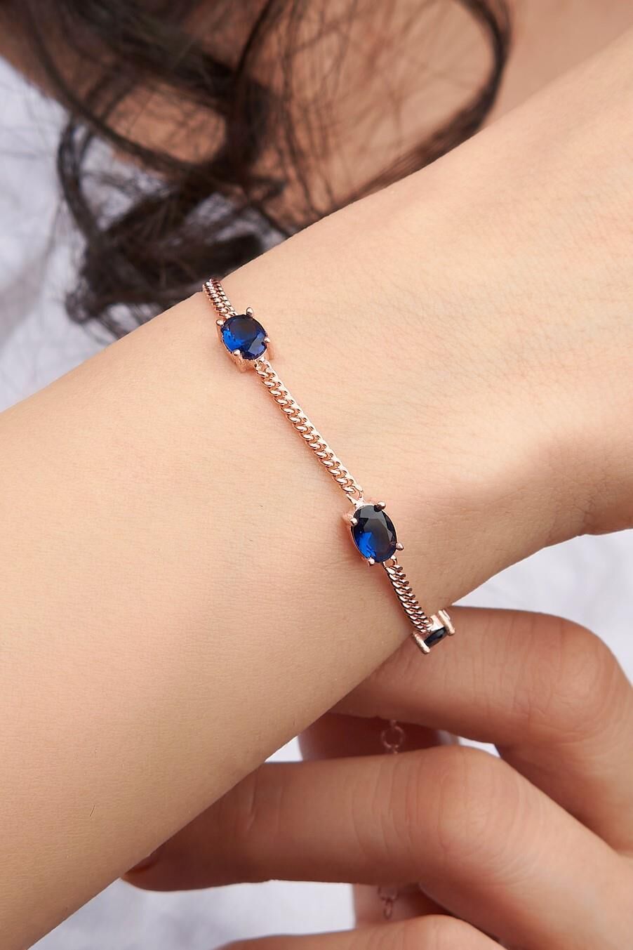 Gümüş Rose Oval Mavi Zirkon Taşlı Gurmet Zincirli Bileklik
