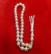 GÜMÜŞ BEYAZ RENK TELKARİ EL İŞLEME TESBİH