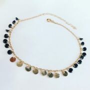 GÜMÜŞ ROSE SİYAH ZİRKON TAŞLI VE YUVARLAK PULLU HALHAL