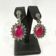 GÜMÜŞ MARKAZİT VE KÖK YAKUT TAŞLI KÜPE