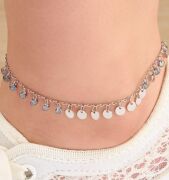 GÜMÜŞ YUVARLAK PULLU VE MİSTİK TOPAZ TAŞLI HALHAL