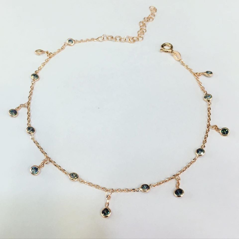 GÜMÜŞ ROSE BRONZ RENK MİSTİK TOPAZ TAŞLI HALHAL