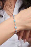 Gümüş Damla Turkuaz Firuze ve Zirkon Taşlı Bileklik