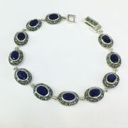 GÜMÜŞ MARKAZİT PARLAMENT MAVİSİ ZİRKON TAŞLI BİLEKLİK